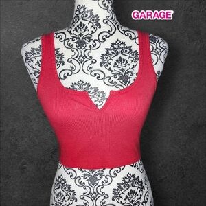 GARAGE Red Ribbed Crop Top - Small